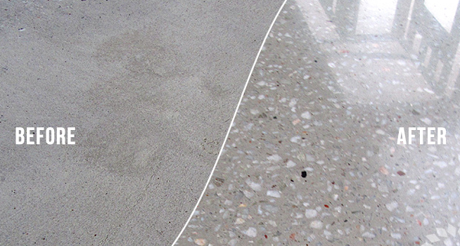polished concrete before and after